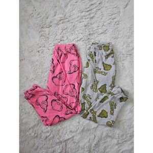 The Grinch Grey Pajama Pants Womens XS Dr. Seuss Allover Print Lounge Bottom